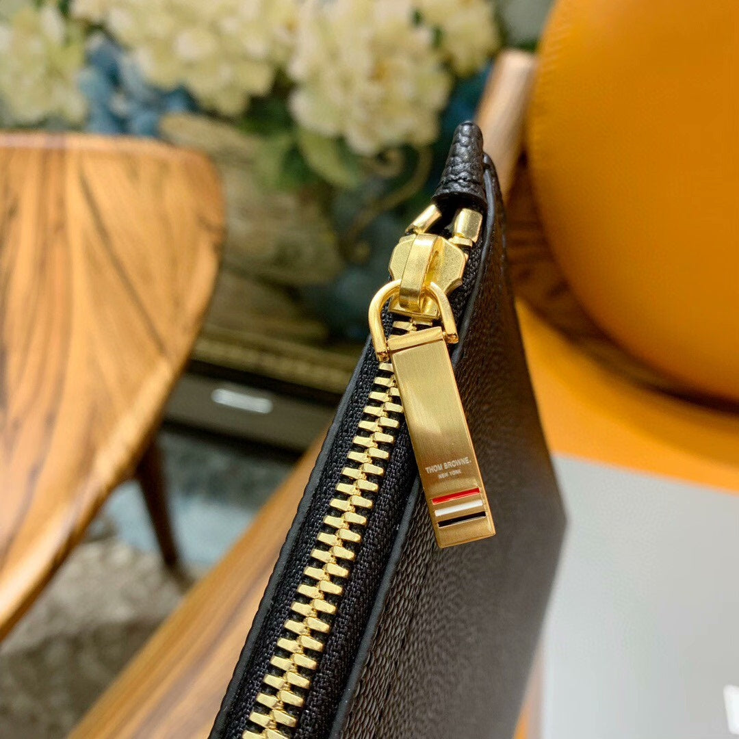 Premium Leather Clutch Bag - Signature Three-Color Woven Design