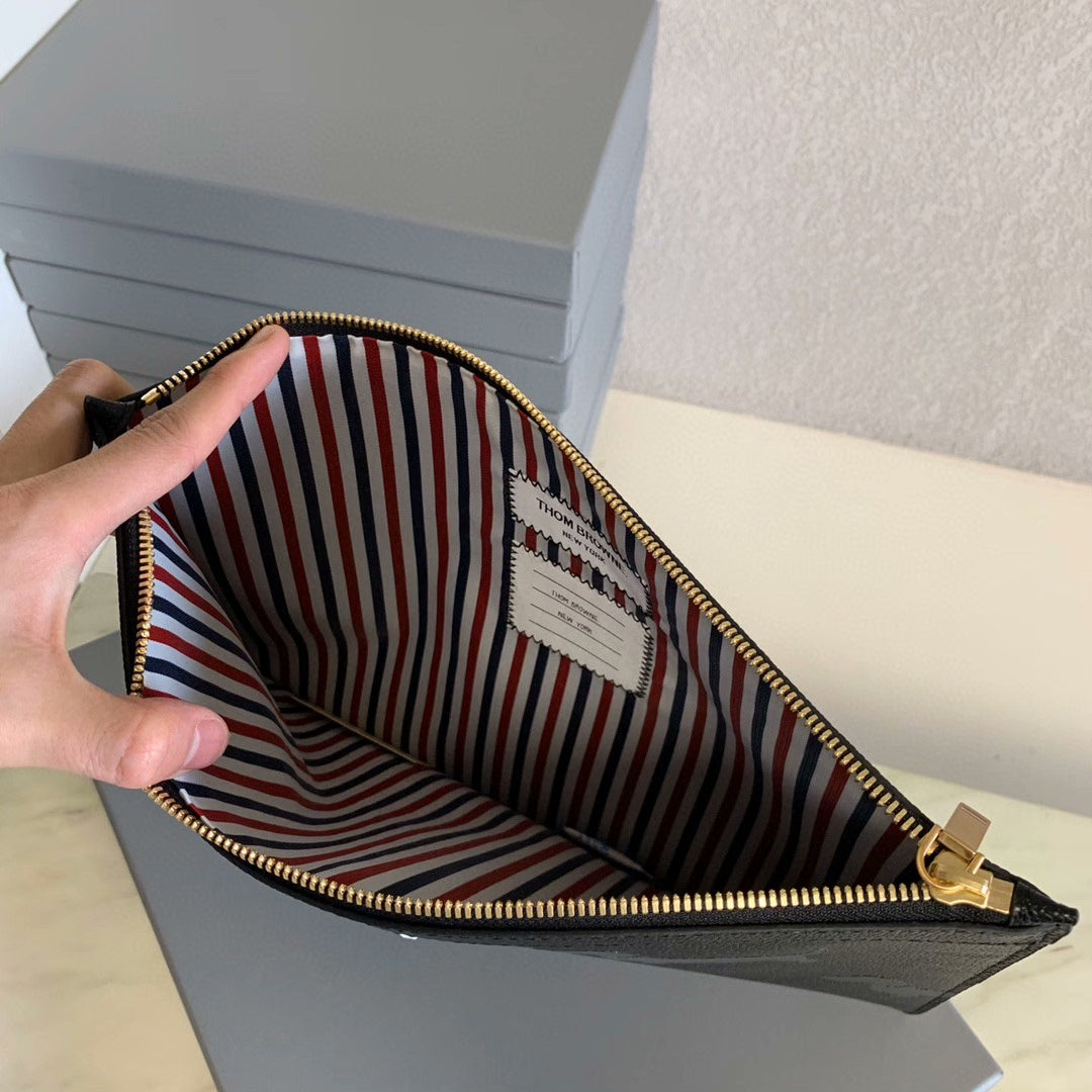 Premium Leather Clutch Bag - Signature Dog Print Design 33CM