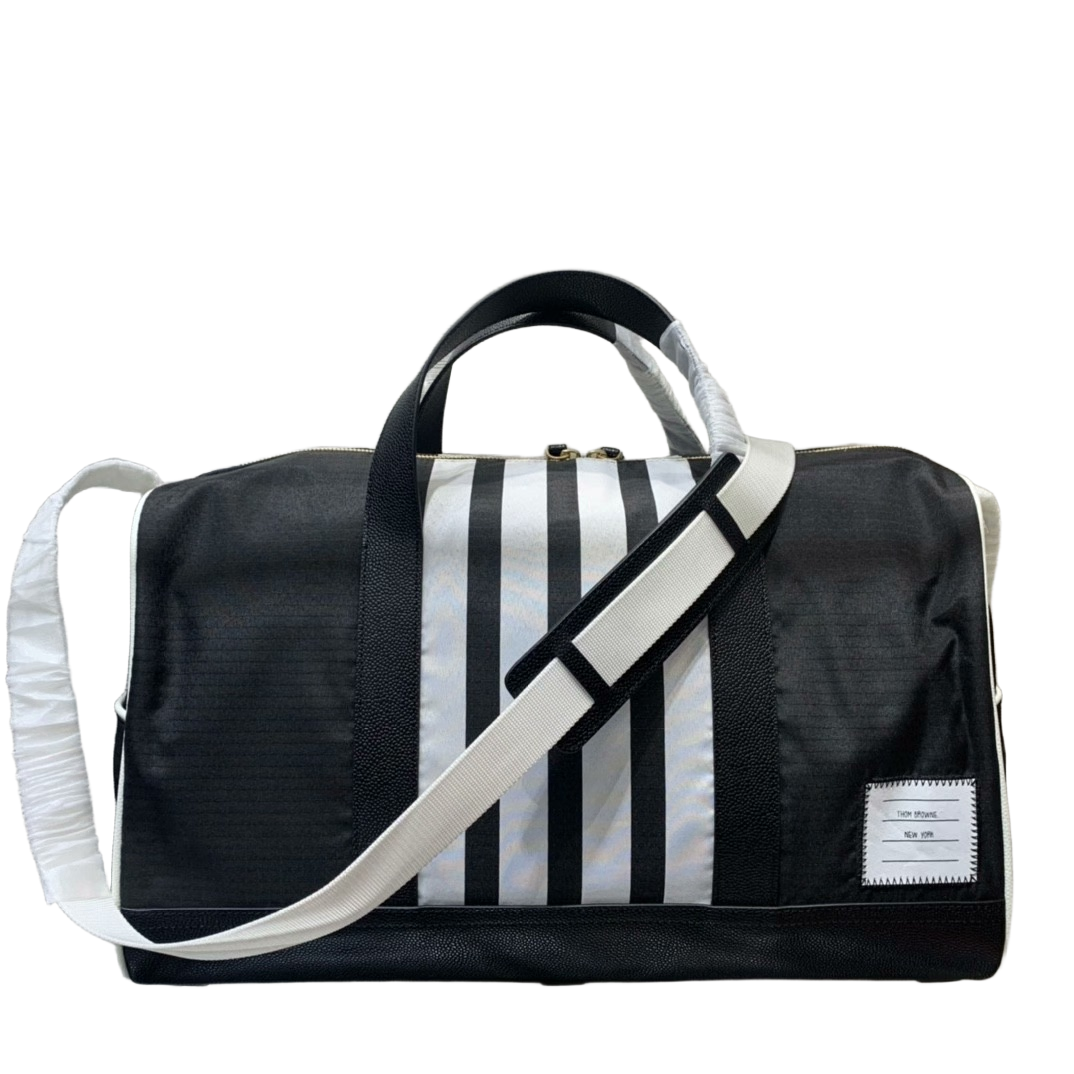 Premium Nylon & Leather Travel Duffel Bag - YKK Zipper 45CM