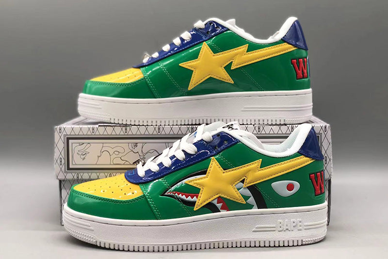 BAPE STA Shark Face Low-Top Sneakers - Green/Yellow
