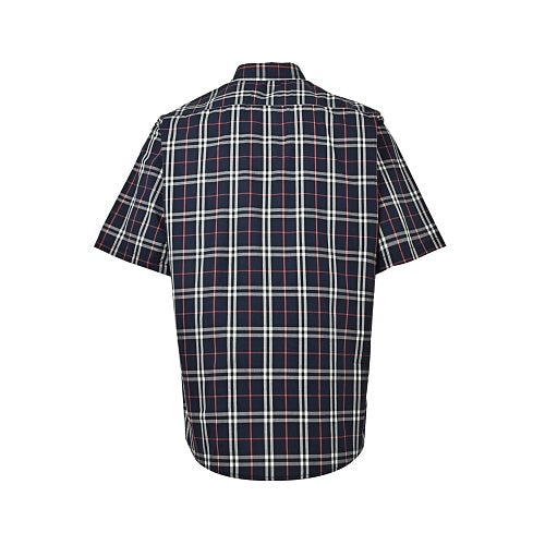 Burberry Casual Short-Sleeve Shirt#01 - Navy Plaid Back