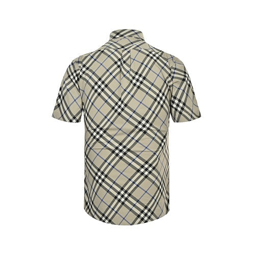 Burberry Casual Short-Sleeve Shirt#03 - Light Beige Check Back