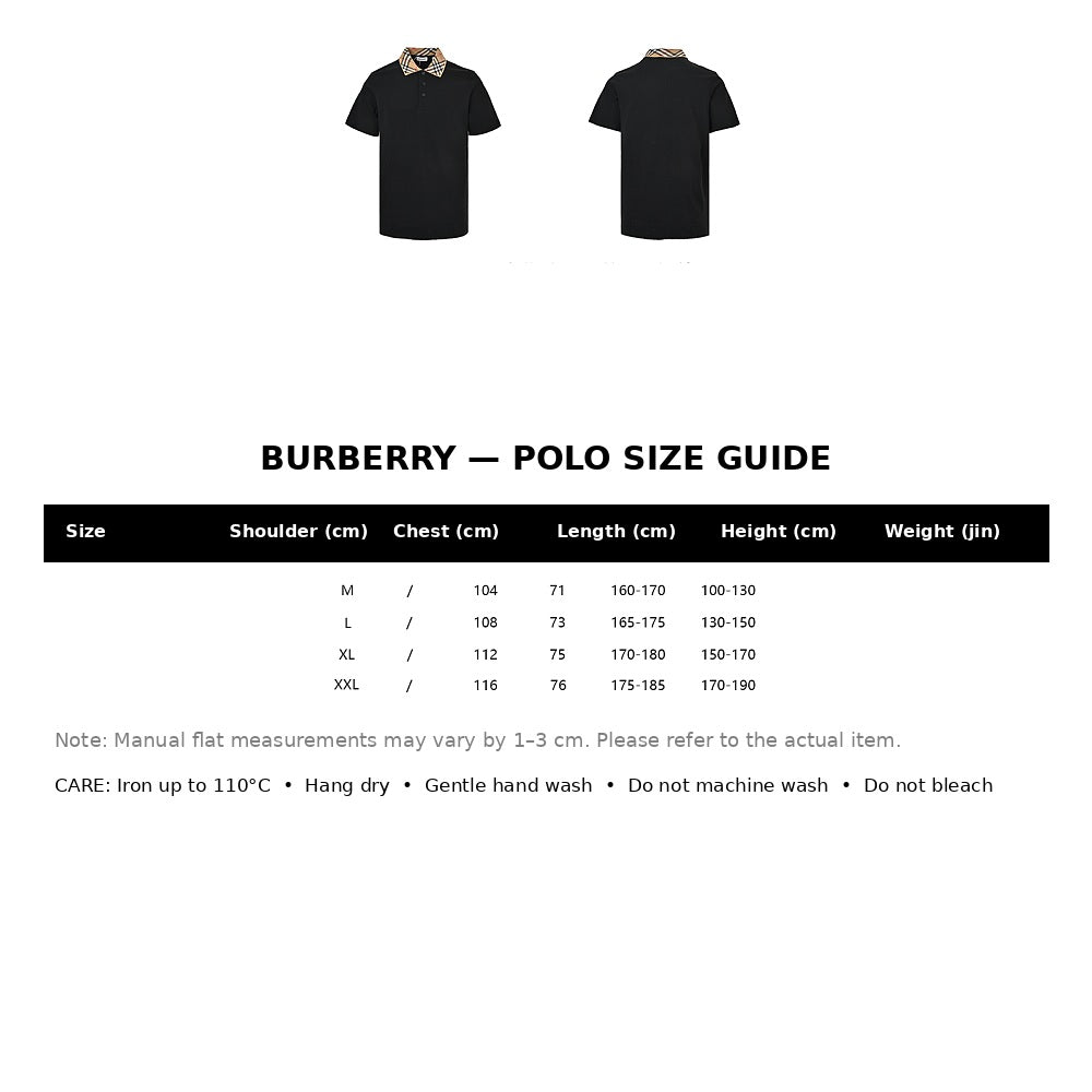 Burberry Casual Polo Shirt#03 - English Size Chart