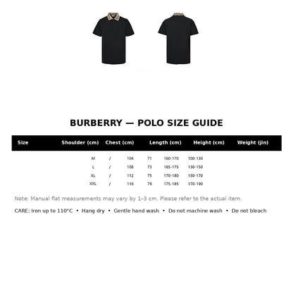 Burberry Casual Polo Shirt#03 - English Size Chart