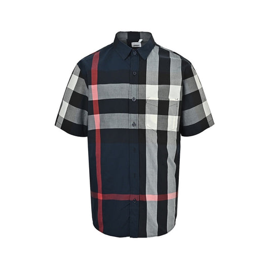 Burberry Casual Short-Sleeve Shirt#04 - Navy Check Front