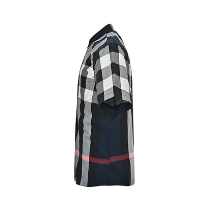 Burberry Casual Short-Sleeve Shirt#04 - Navy Check Side