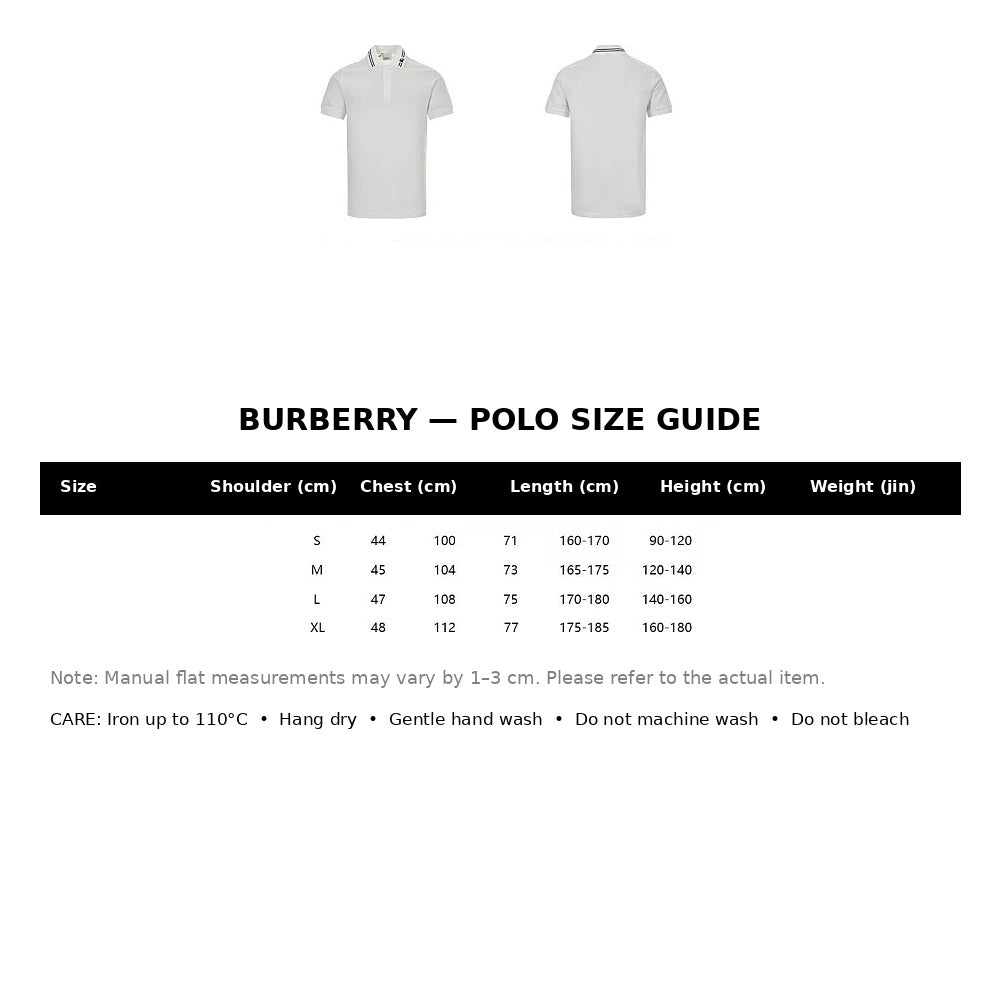 Burberry Casual Polo Shirt#20 - English Size Chart