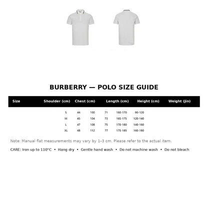Burberry Casual Polo Shirt#20 - English Size Chart