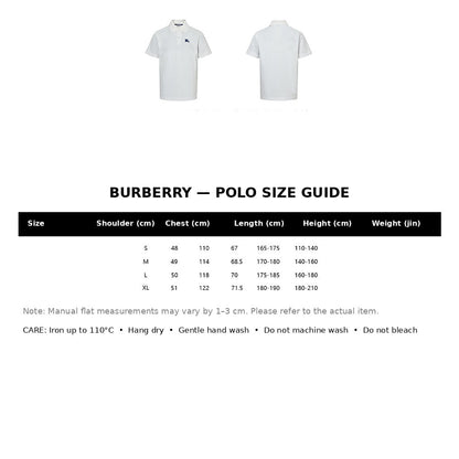 Burberry Casual Polo Shirt#21 - English Size Chart