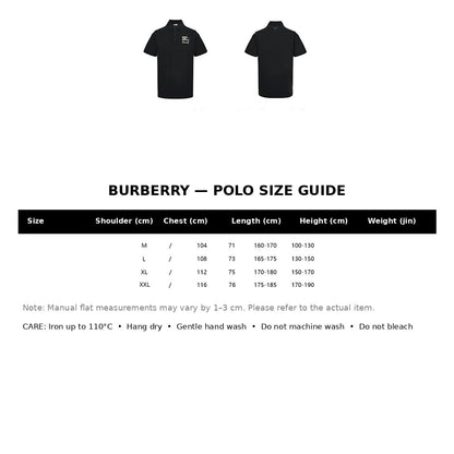Burberry Casual Polo Shirt#22 - English Size Chart