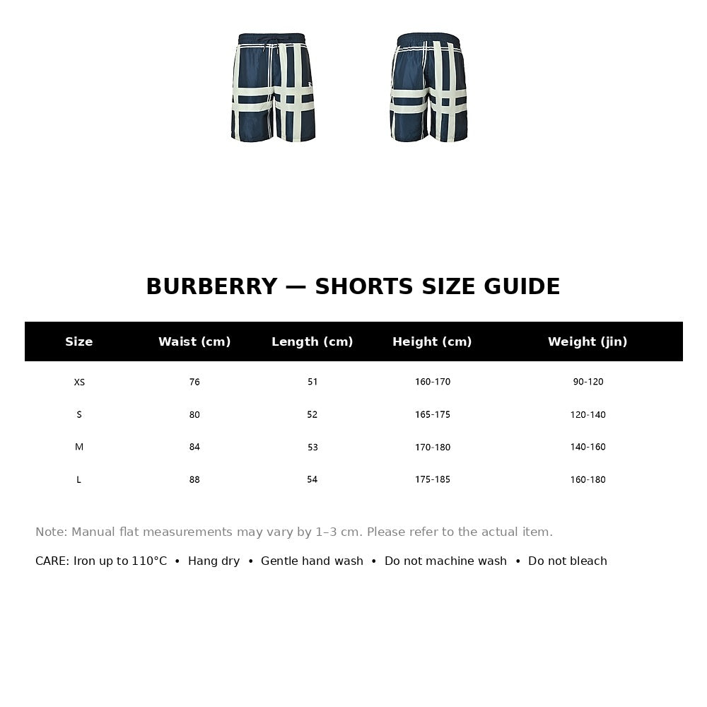 Burberry Casual Shorts#09 - English Size Chart