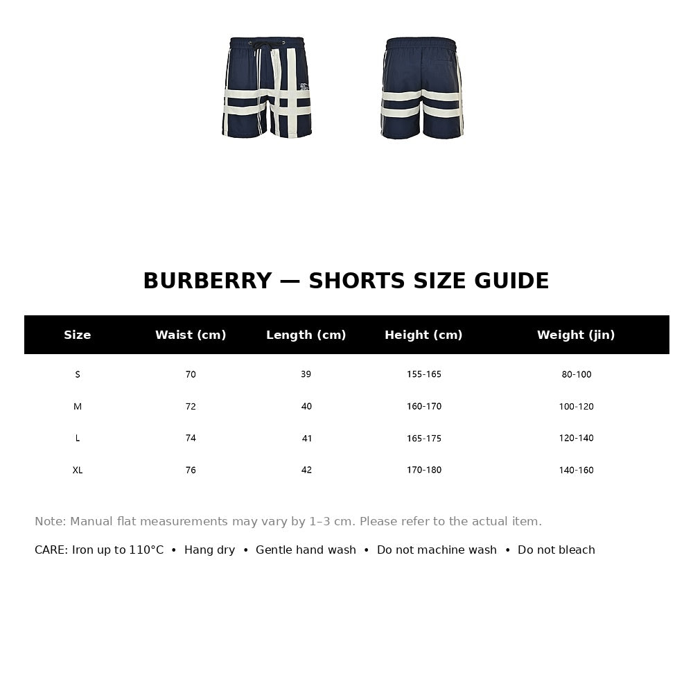 Burberry Casual Shorts#14 - English Size Chart