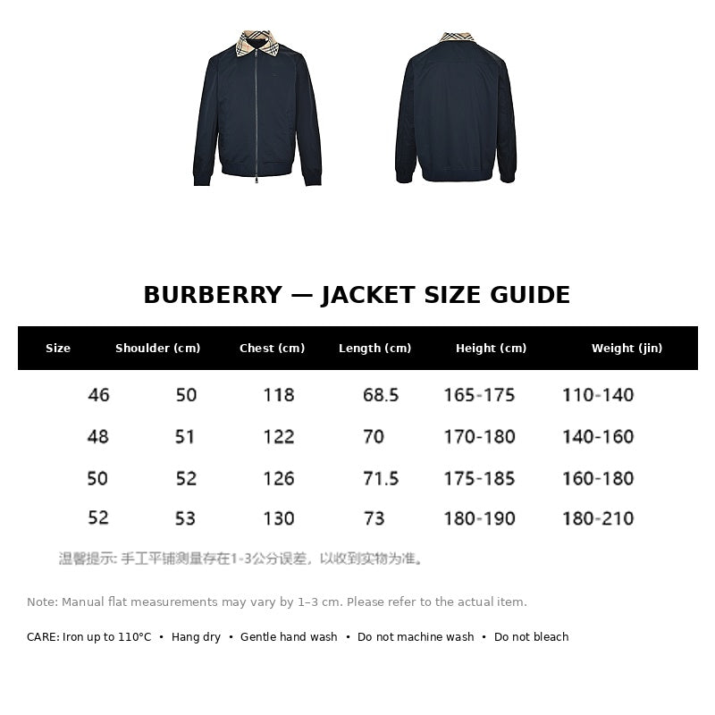 Burberry Casual Jacket#08 - English Size Chart