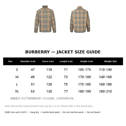 Burberry Casual Jacket#16 - English Size Chart