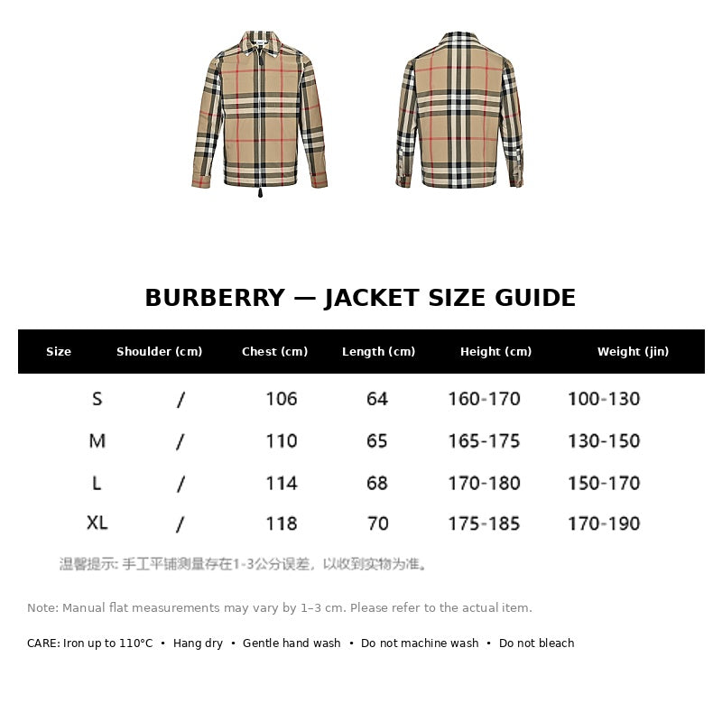 Burberry Casual Jacket#21 - English Size Chart