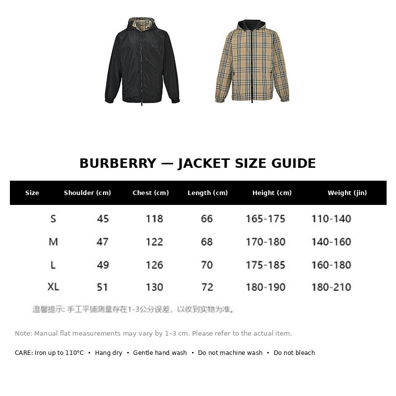 Burberry Casual Jacket#23 - English Size Chart