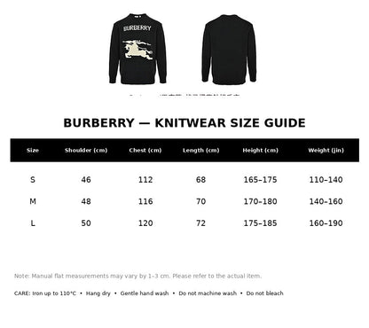 Burberry Casual Knitwear#02 - English Size Chart