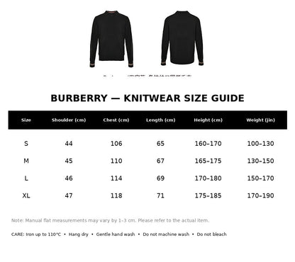 Burberry Casual Knitwear#03 - English Size Chart