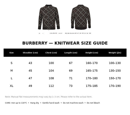 Burberry Casual Knitwear#08 - English Size Chart