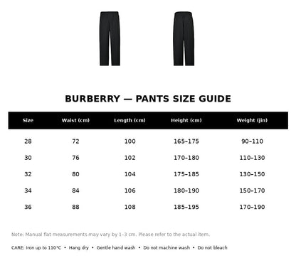 Burberry Casual Pants#03 - English Size Chart