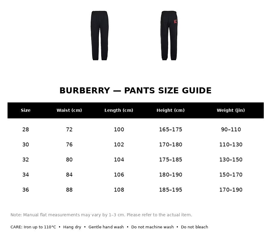 Burberry Casual Pants#14 - English Size Chart