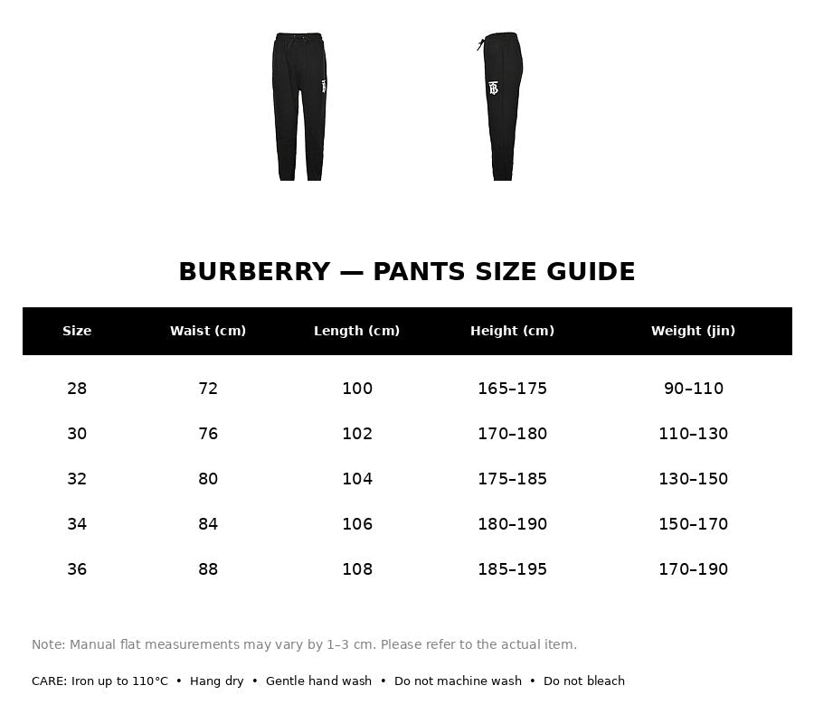 Burberry Casual Pants#18 - English Size Chart
