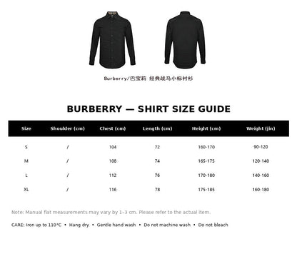 Burberry Casual Shirt#05 - English Size Chart