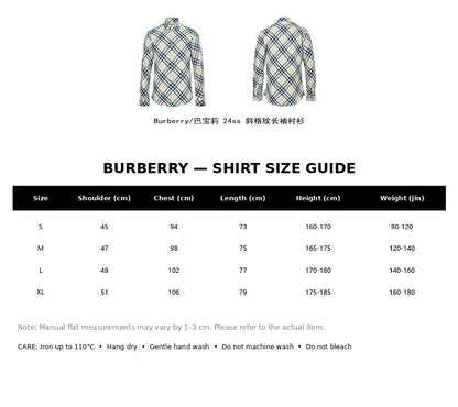 Burberry Casual Shirt#14 - English Size Chart