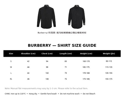Burberry Casual Shirt#23 - English Size Chart