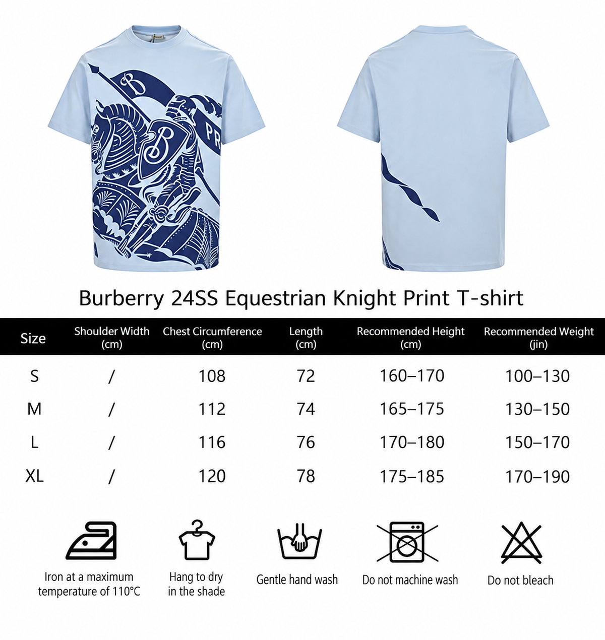 Burberry Blue Short-Sleeve Casual T-Shirt