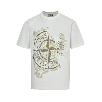 ST-Mottled compass print T-shirt