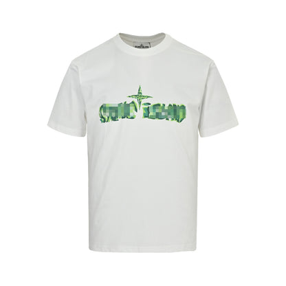 ST-Oil painting letter logo print T-shirt